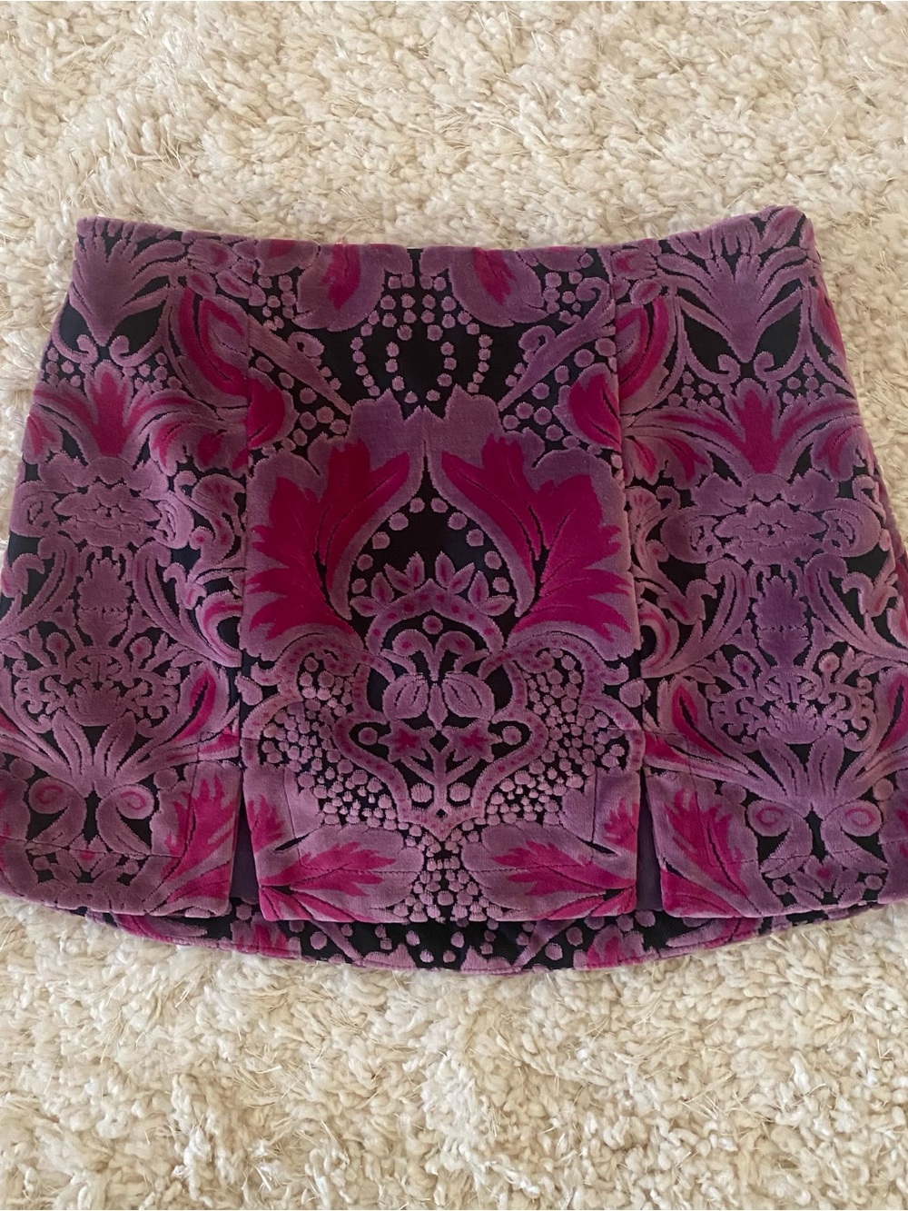 Anna Sui x Free People Block Party Velvet Damask Purple Mini Skirt